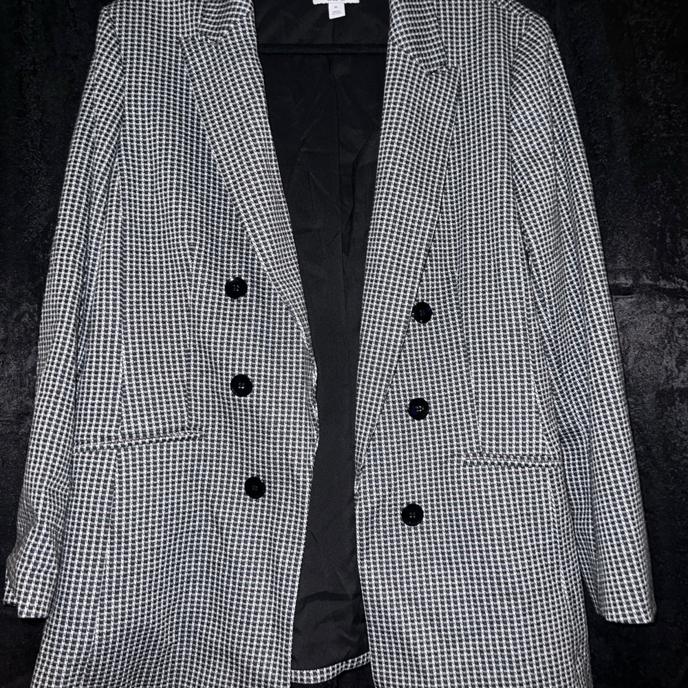 Bar III Black and White Checkered Blazer